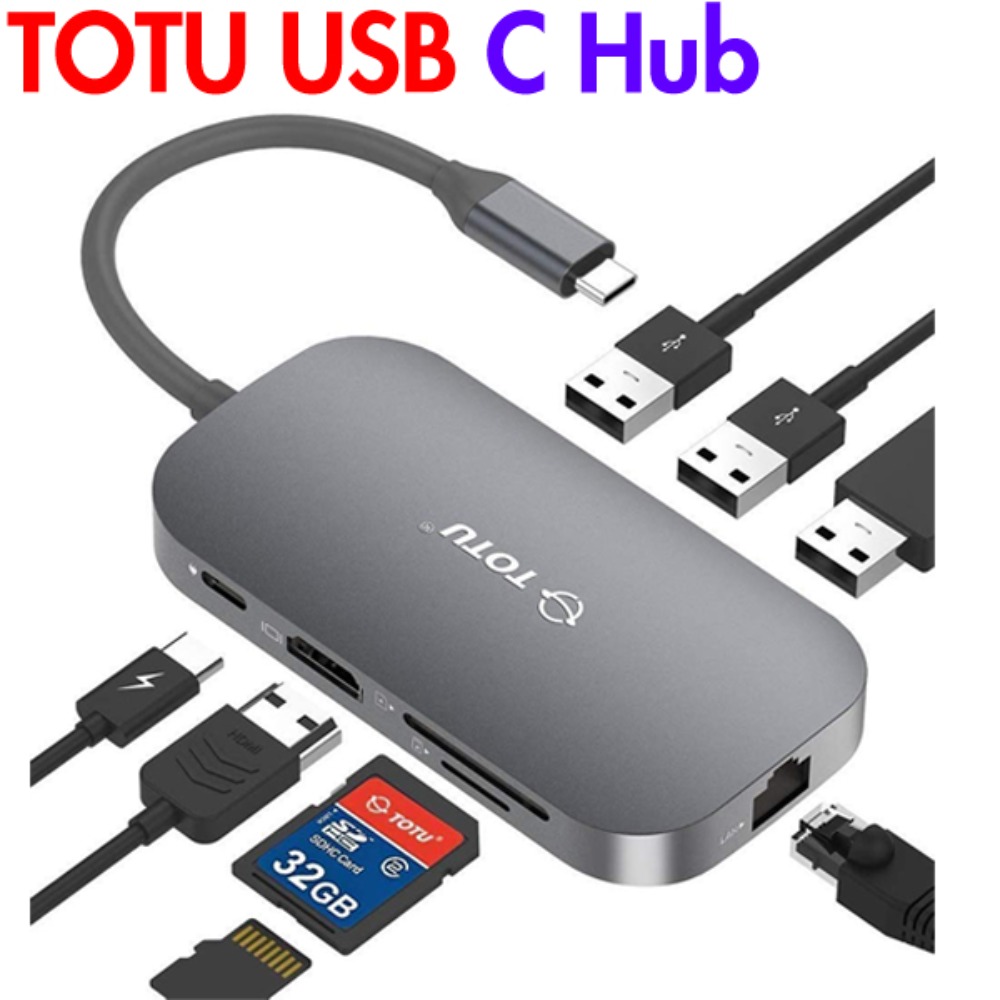 TOTU USB C Hub 8In1 Type C Hub with Ethernet Port