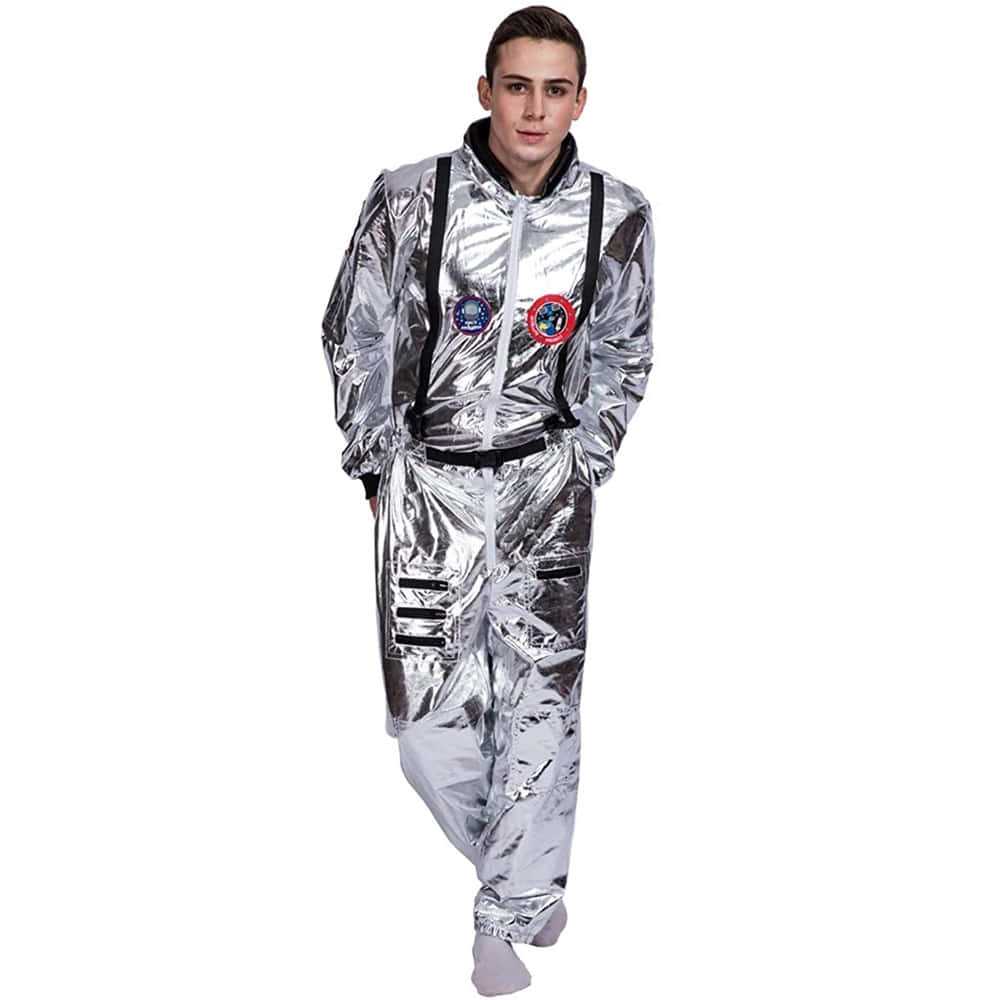 EraSpooky 남성용 실버 우주 비행사 점프수트 코스튬 우주복
