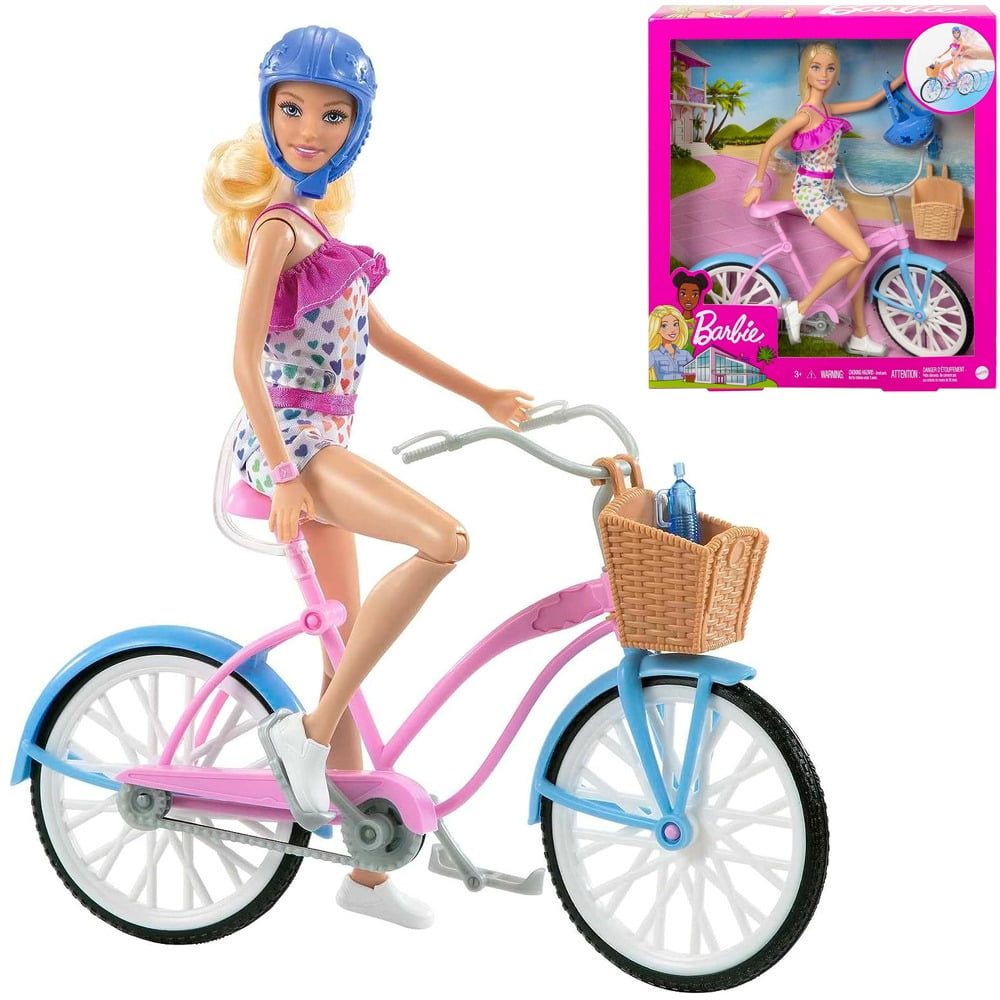 바비 인형 바구니 자전거 헬멧 세트