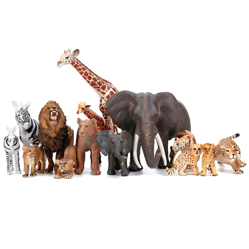 BOLZRA 사파리와 정글 현실적인 동물 피규어 장난감 14피스