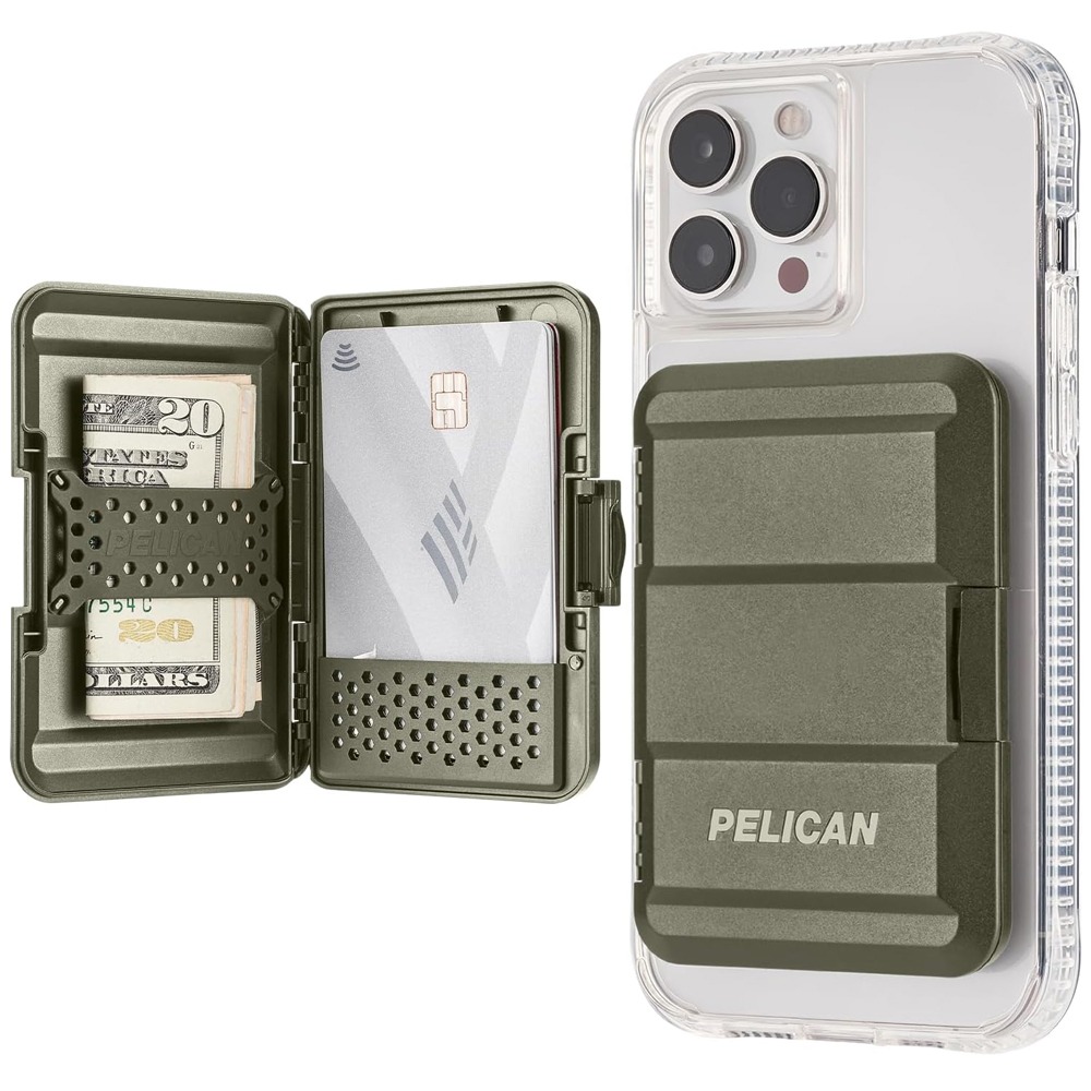 케이스메이트 아이폰 14 Pro Max 전용 펠리칸 매그네틱 지갑 카드 홀더 오디 그린