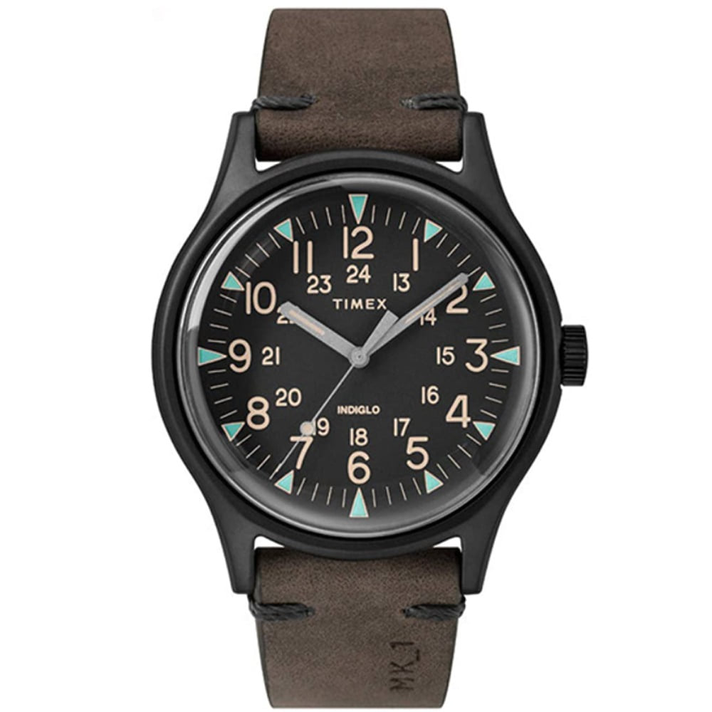 Timex MK1 블랙 스테인레스 스틸 40mm 래더 손목 시계