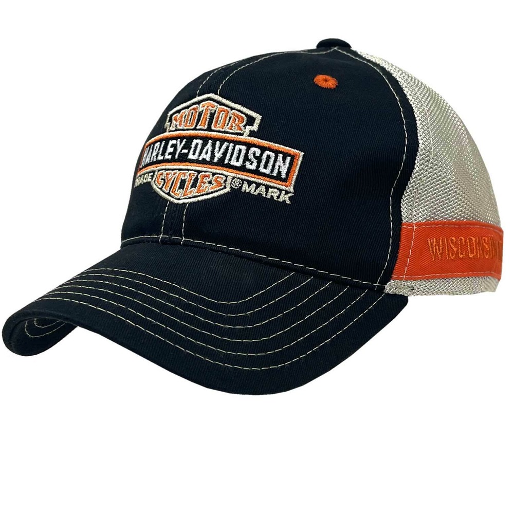 할리데이비슨 컬러블럭 메쉬 트럭커 야구 모자