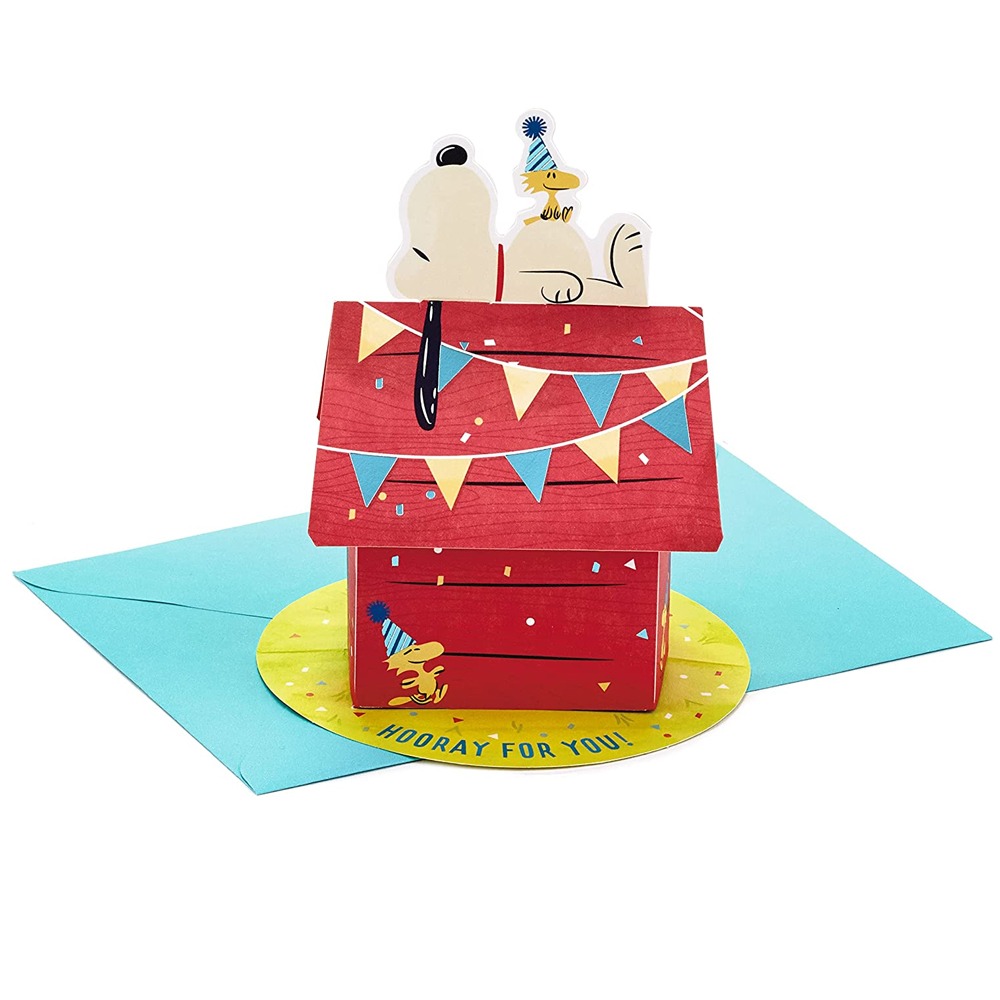 홀마크 시그니처 팝업 3D 생일 축하 카드 스누피 도그 하우스
