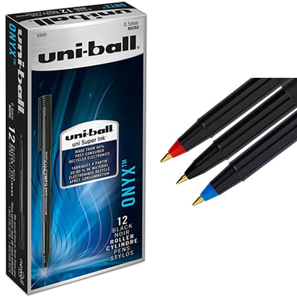 유니볼 오닉스 롤러볼펜 0.5mm x 12개 블랙 레드 블루
