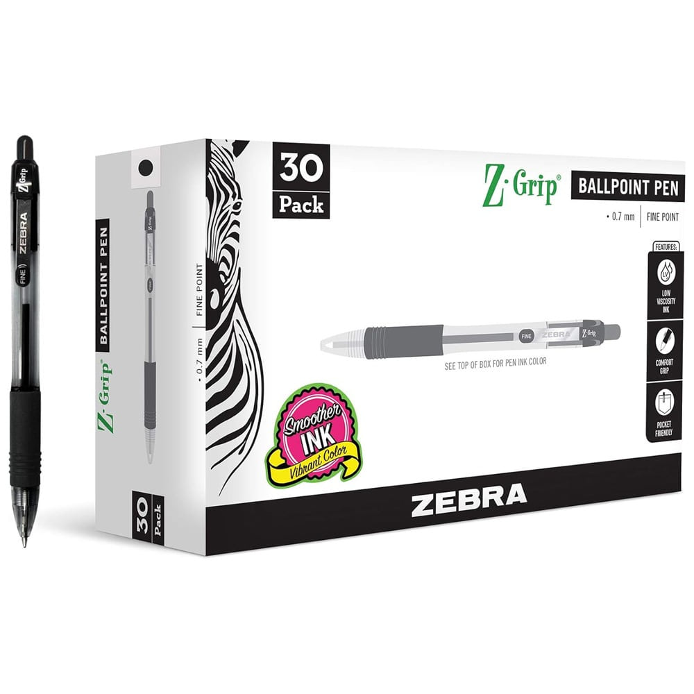 제브라 Z Grip 파인 포인트 볼펜 0.7mm 블랙 30개 세트