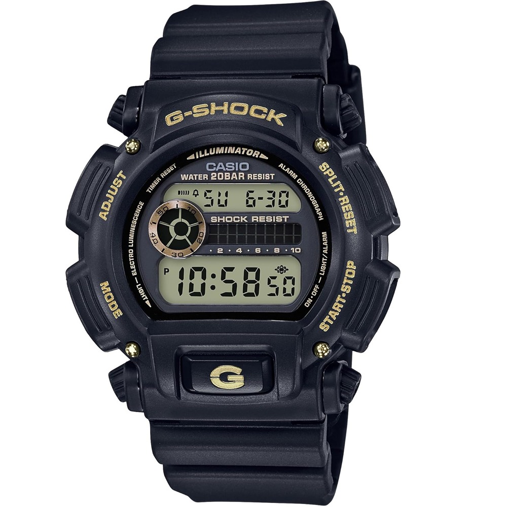 카시오 지샥 디지털 스포츠 손목 시계 블랙 골드 DW9052GBX-1A