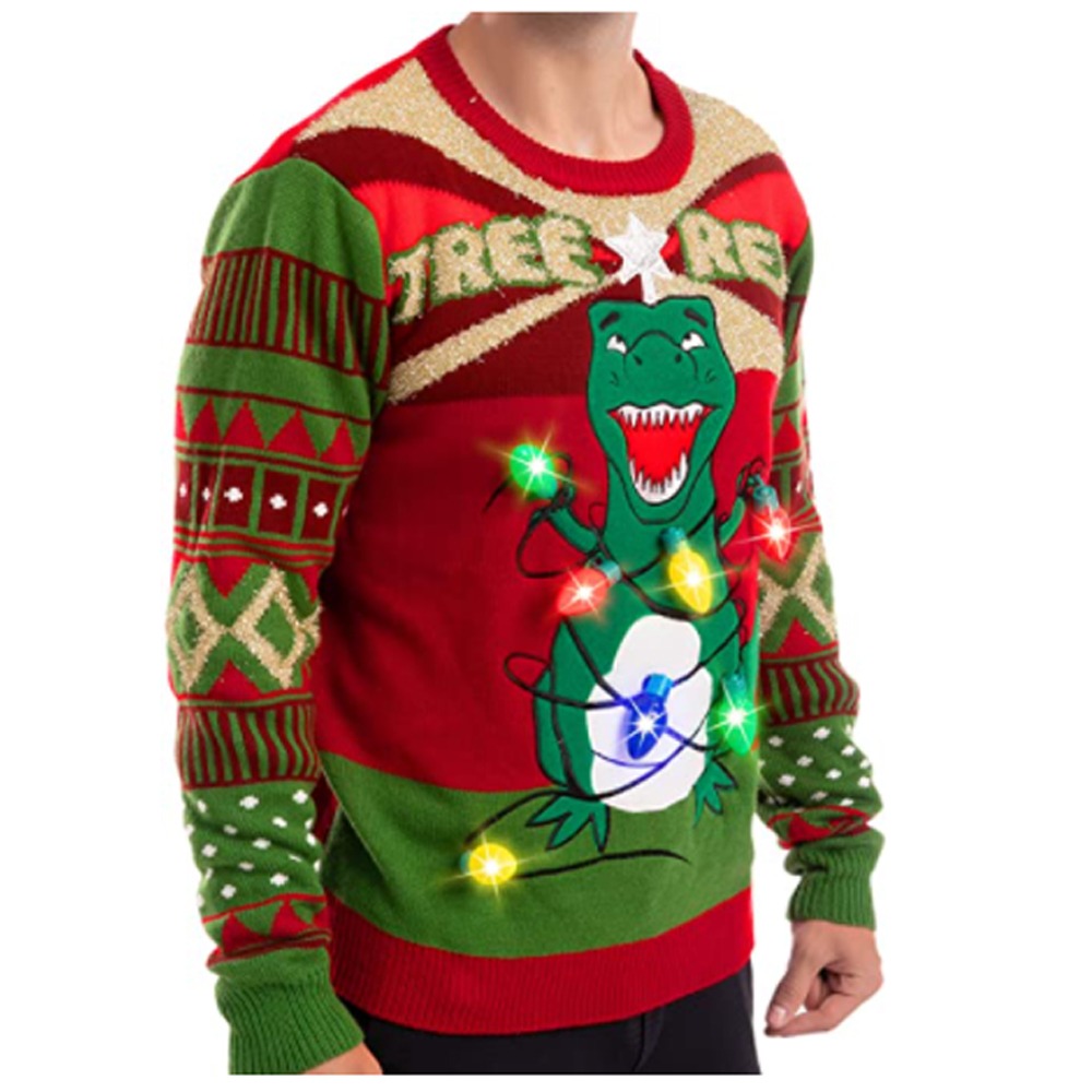 크리스마스 어글리 스웨터 LED 공룡