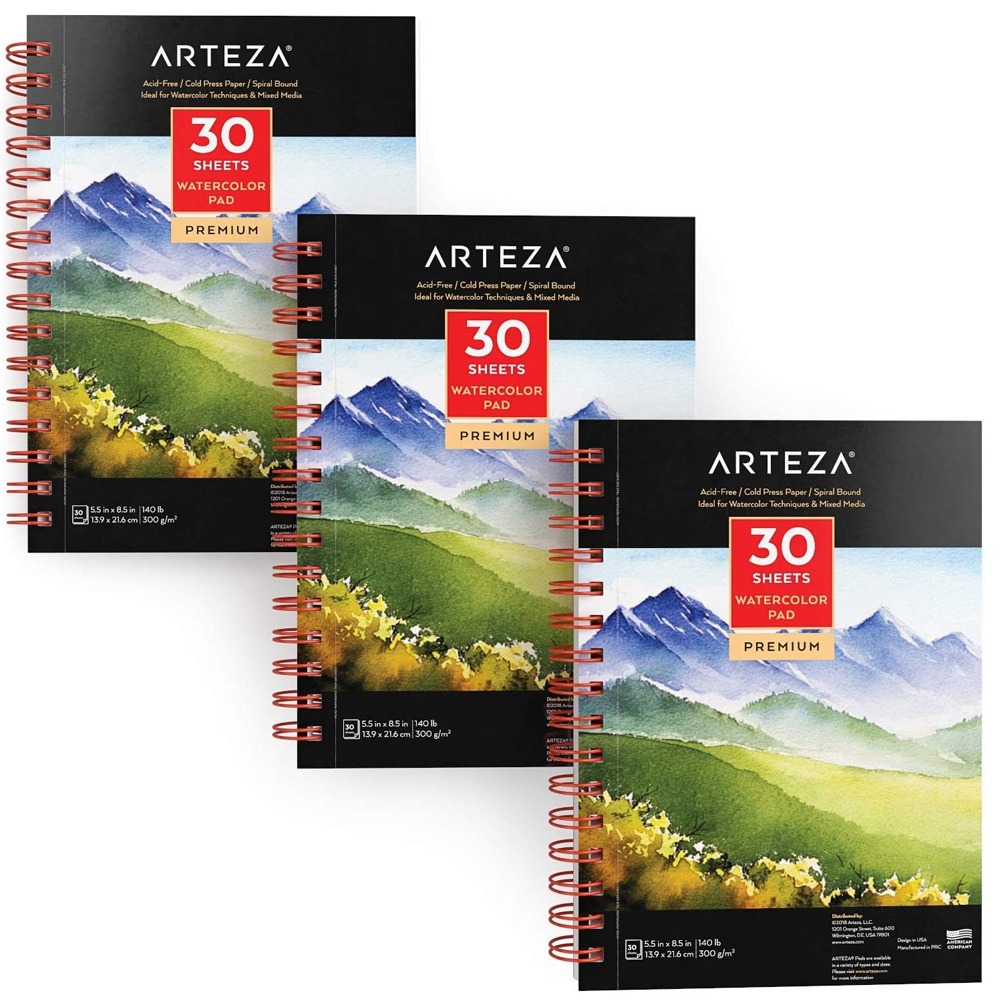 Arteza 아르테자 수채화 스케치북 종이 30매 x 3개