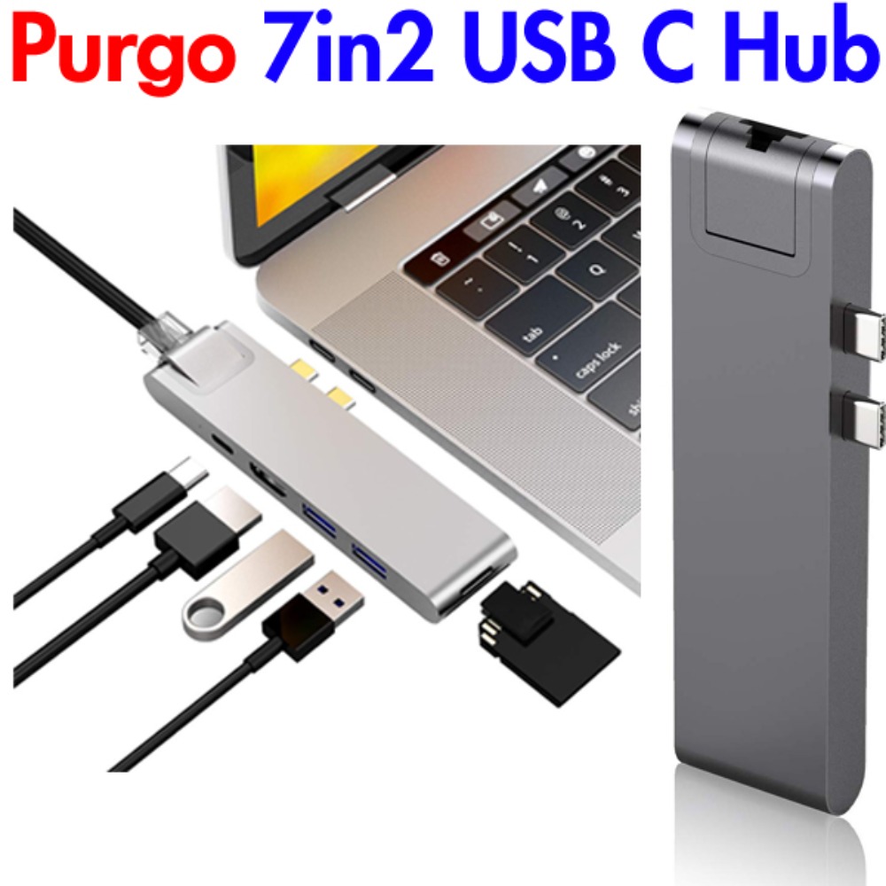 Purgo 7in2 USB C Hub Adapter Dock for 2019 2016 MacBook Pro