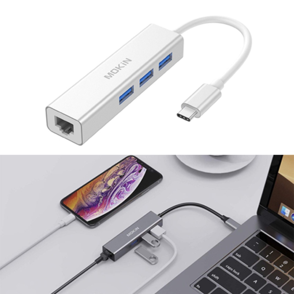 MOKiN USB-C to Gigabit 이더넷 USB A 3.0 Adapter Hub for USB C Type-C Thunderbolt 3 MacBook