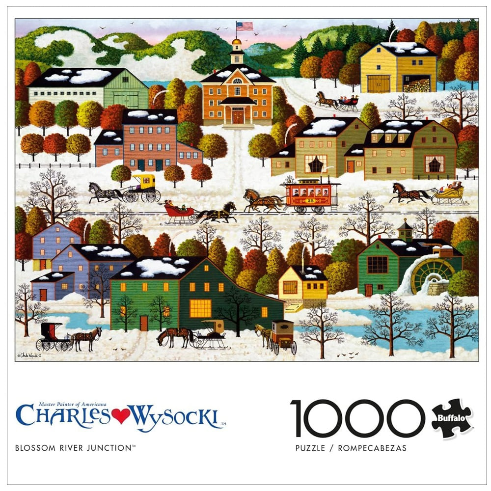 버팔로 게임 Charles Wysocki 블러썸 리버 정션 1000 피스 직소 퍼즐 마을 풍경